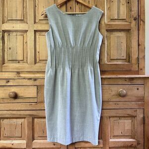 Calvin Klein Size 10 Gray Pencil Dress Knee‎ Length Sleeveless Gathered Waist